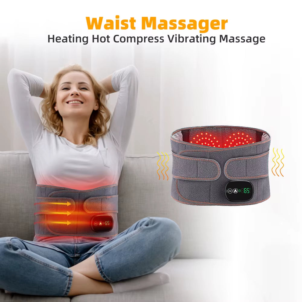 New Upgrade Electric Heating Waist Massager Support Belt Vibration Hot Compress Brace Belt Back Relax 3 Gears Adjustment